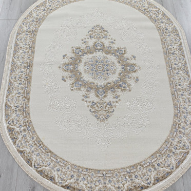 Ковер 27236A - CREAM / NAVY - Овал - коллекция MOSSO