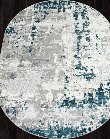 Ковер российский F282 PALERMO (PP Heatset Высокоплотный, синий, серый) овальный