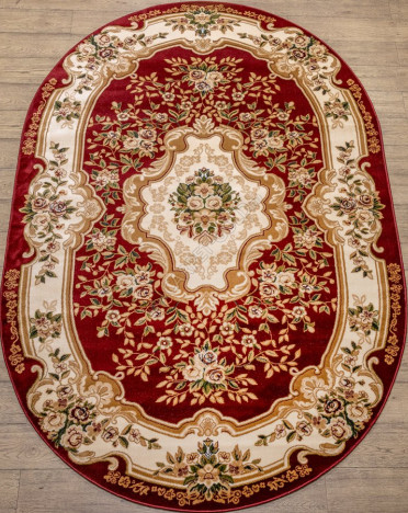 Ковер российский 20606-22133 Акварель (PP Heatset Высокоплотный, красный) овальный