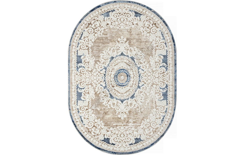 Ковер O1701 - 630 CREAM / BLUE - Овал - коллекция ANTEP