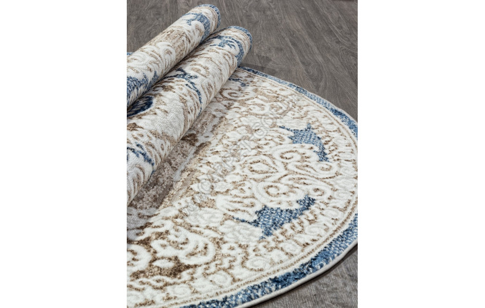 Ковер O1701 - 630 CREAM / BLUE - Овал - коллекция ANTEP